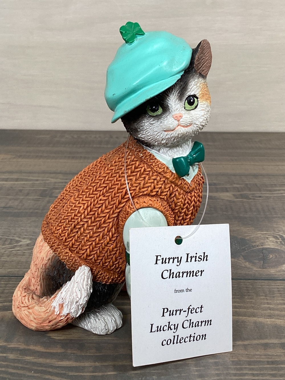 The Hamilton Collection Cat Figurine Furry Irish Charmer